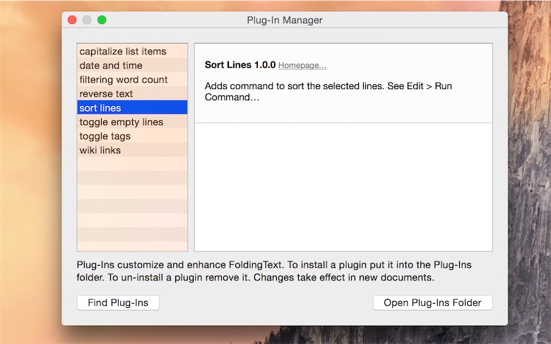FoldingText 2 ajoute un gestionnaire d’extensions qui en simplifie légèrement l’utilisation. Mais il manque toujours autant d’extensions…