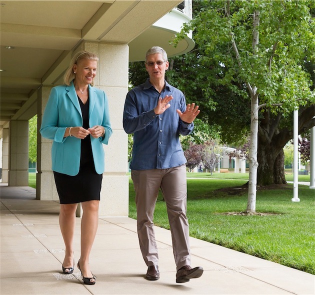 Ginni Rometty (CEO d'IBM) et Tim Cook. Image Apple.