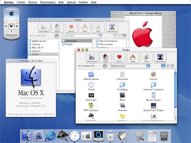 Mac OS X Public Beta. Remarquez le numéro de *build*, qui correspond à la version commercialisée aux États-Unis. Partout ailleurs, Apple a distribué la *build* 2E14. Image MacGeneration.