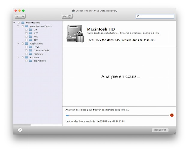…mais ça fonctionne ! Il faut d’ailleurs dire que Mac Data Recovery prend en charge tous les OS X parus depuis Mac OS X Tiger, ce qui doit sans doute excuser en partie son look vieillot.