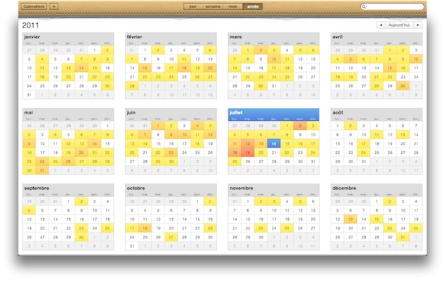 Le calendrier d’OS X Lion — Cliquer pour agrandir