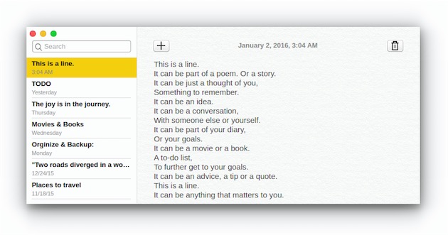 Notes en action, ici sur OS X.