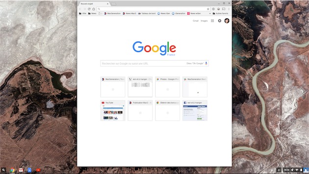 Quand on ouvre une app sur Chrome OS, la fenêtre passe par défaut au milieu si l’écran est suffisamment défini. 