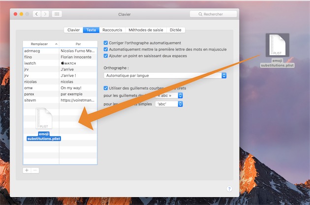Pour installer les substitutions macOS, il suffit de glisser un fichier dans les Préférences Système. — Cliquer pour agrandir