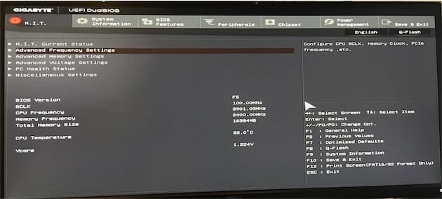 L’interface de contrôle du BIOS de la carte mère utilisée dans mon Hackintosh. Cliquer pour agrandir