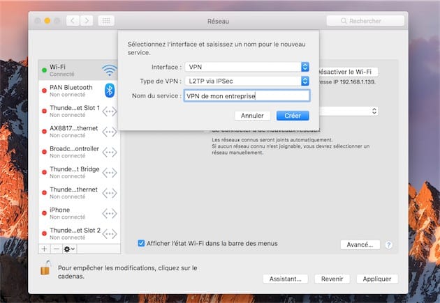 Ajout d’une nouvelle connexion VPN avec Sierra.
