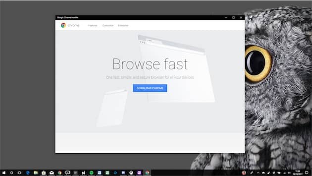 Ce que Google a tenté de faire passer comme étant Chrome : une coquille vide et un lien pour télécharger la version complète de Chrome. Raté ! Cliquer pour agrandir