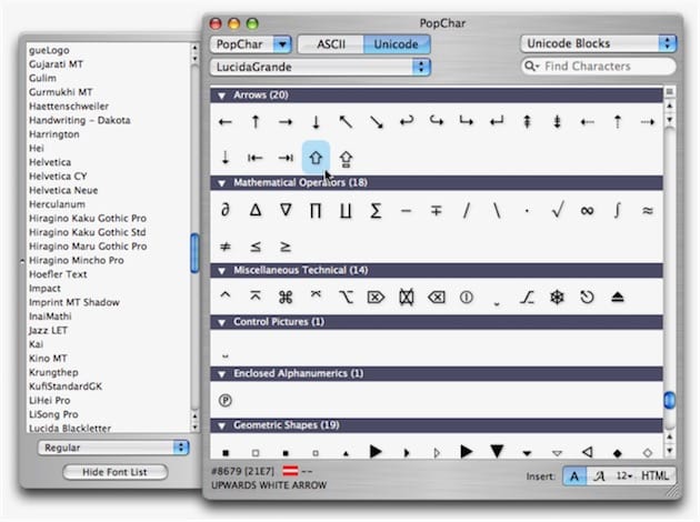 mac os x alternative to popchar