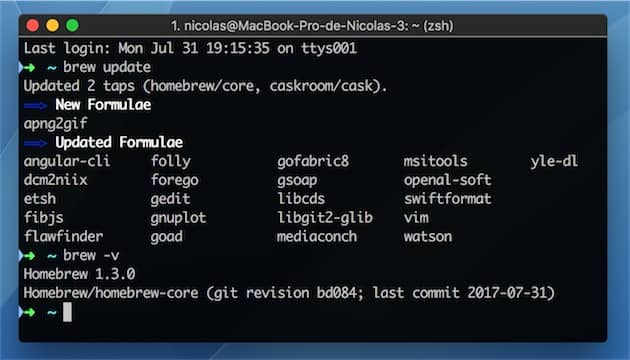 Homebrew à jour. Cliquer pour agrandir