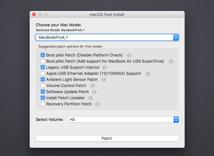 Interface d’installation spécifique pour pitcher les vieux Mac et installer High Sierra même si ce n’est pas prévu pour Apple. 
