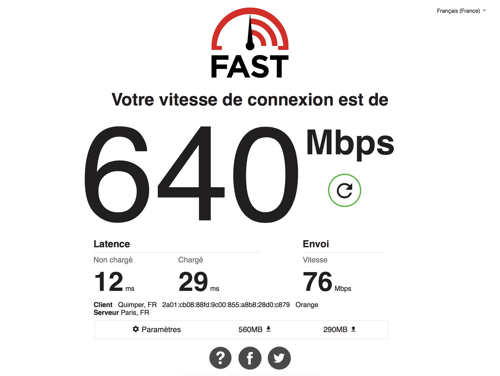 Fast.com mesure aussi la vitesse de votre connexion internet en envoi ...